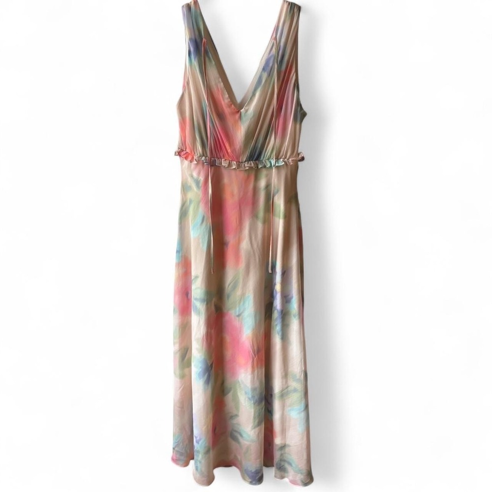 Taylor Maxi Dress Womens 12 Empire Waist Watercolor Tie Dye Lined Wedding - Picture 2 of 8